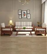 Quartyz Sheesham Wood Sofa Set with 3+1+1 Seating (Honey Finish)