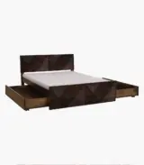 Ritrmo Sheesham Wood Queen Size Bed with Drawer Storage (Provincial Teak Finish)