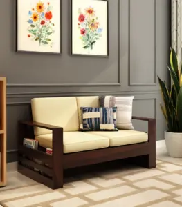 Wonster Sheesham Wood 2 Seater Sofa Set (Walnut Finish)