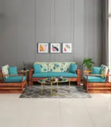 Wonster Sheesham Wood Sofa Set with 3+1+1 Seating (Honey Finish)