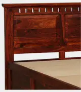 Zurndolf Sheesham Wood Queen Size Bed with Box Storage (Honey Oak Finish)