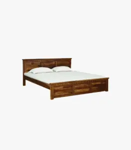 Zurndolf Sheesham Wood Queen Size Bed without Storage (Provincial Teak Finish)