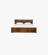 Zurndolf Sheesham Wood Queen Size Bed without Storage (Provincial Teak Finish)