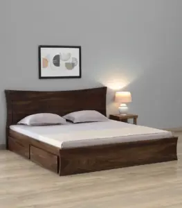 Agenic Sheesham Wood King Size Bed with Drawer Storage (Provincial Teak Finish)