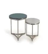 Folcan Marble Top with Metal Base Set of 2 Coffee Tables (Natural Finish)