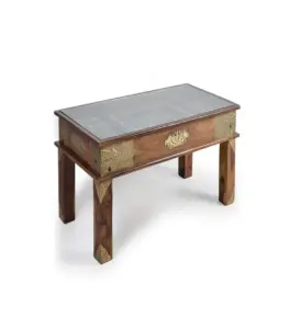 Sloven Rose Wood with Glass Top Coffee Table (Natural Finish)