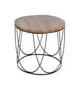 Toblet Mango Wood Top with Metal Base Set of 2 Coffee Tables (Natural Finish)