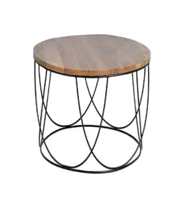 Toblet Mango Wood Top with Metal Base Set of 2 Coffee Tables (Natural Finish)