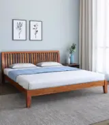 Luxurious Sheesham Wood King Size Bed without Storage (Brown Finish)