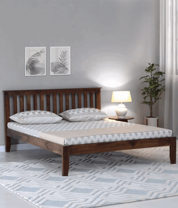 Eva Sheesham Wood King Size Bed In Provincial Teak Finish