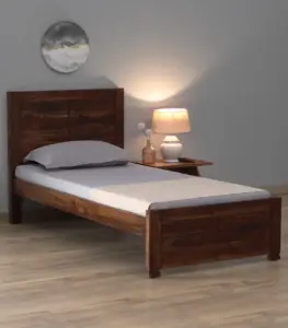 Sougur Sheesham Wood Single Bed without Storage (Provincial Teak Finish)