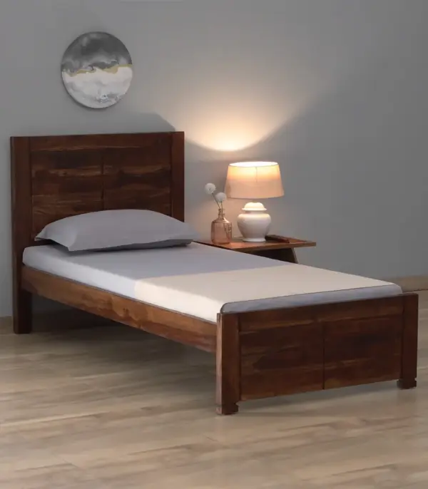 Sougur Sheesham Wood Single Bed without Storage (Provincial Teak Finish)