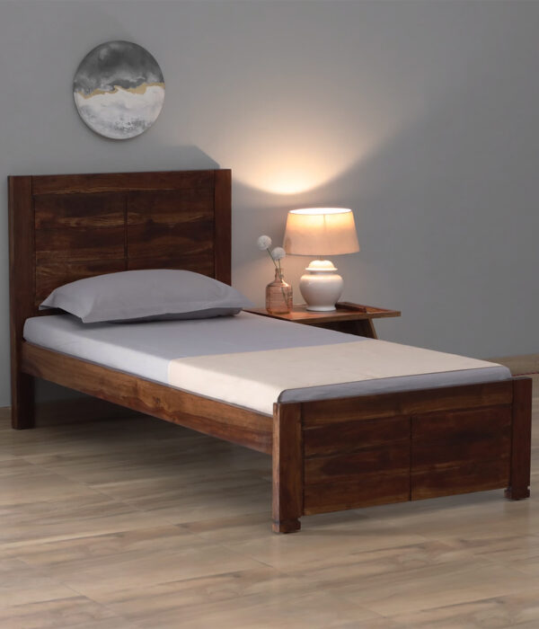 Sougur Sheesham Wood Single Bed without Storage (Provincial Teak Finish)