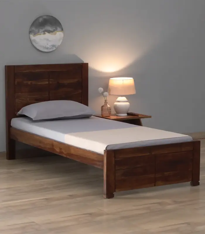 Sougur Sheesham Wood Single Bed without Storage (Provincial Teak Finish)