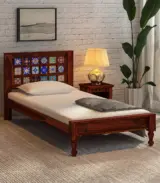 Almora Sheesham Wood Single Bed without Storage (Honey Oak Finish)