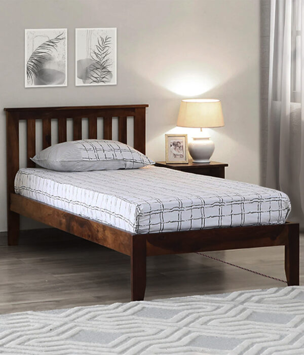 Ova Sheesham Wood Single Bed without Storage (Provincial Teak Finish)