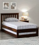 Ova Sheesham Wood Single Bed with Trundle (Provincial Teak Finish)