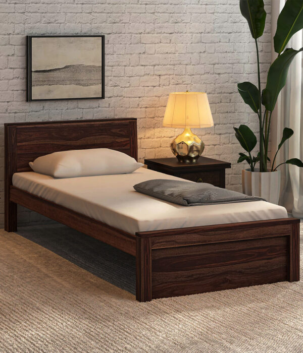Ncropolis Sheesham Wood Single Bed without Storage (Teak Finish)