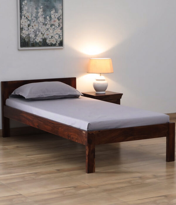 Onkel Sheesham Wood Single Bed without Storage (Provincial Teak Finish)