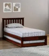 Ova Sheesham Wood Single Bed with Trundle (Honey Oak Finish)