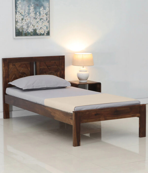 Virnica Sheesham Wood Single Bed without Storage (Provincial Teak Finish)