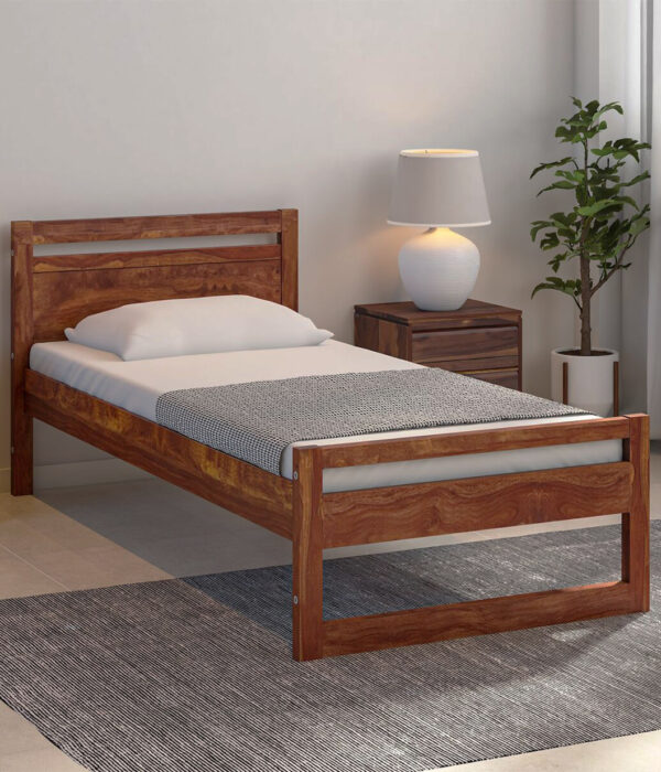 Avyan Sheesham Wood Single Bed without Storage (Provincial Teak Finish)