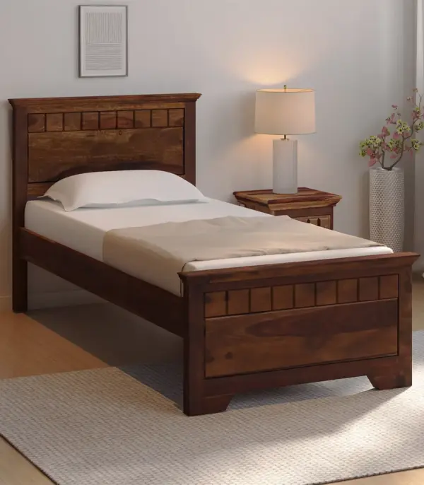 Mahjestica Sheesham Wood Single Bed without Storage (Provincial Teak Finish)