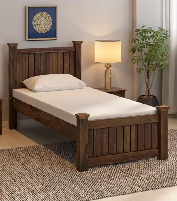Cortagena Sheesham Wood Single Bed without Storage (Provincial Teak Finish)