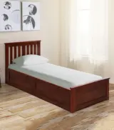 Sarko Solid Wood Single Bed with Box Storage (Honey Finish)