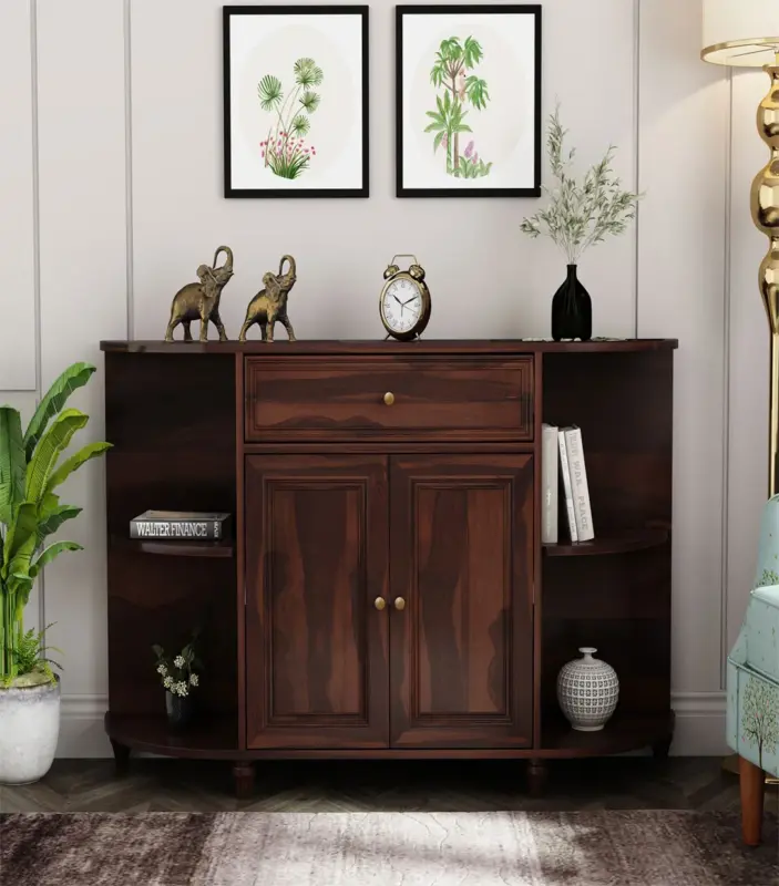 Tyra Sheesham Wood Sideboard and Cabinet (Walnut Finish)