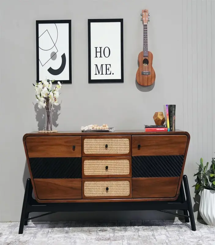 Ahrit Teak Wood Sideboard and Cabinet (Teak Finish)
