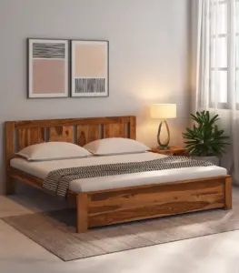 Amerillo Sheesham Wood King Size Bed without Storage (Rustic Teak Finish)