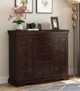 Embross Sheesham Wood Sideboard and Cabinet (Walnut Finish)