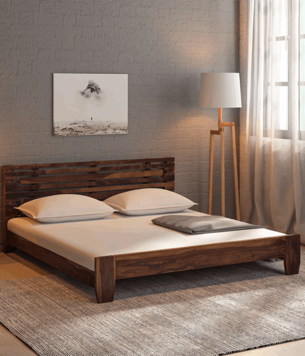 Vilseck Sheesham Wood King Size Bed In Scratch Resistant Provincial Teak Finish