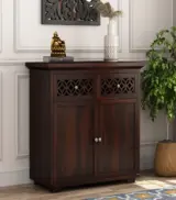 Clambrey Mini Sheesham wood Sideboard and Cabinet (Walnut Finish)