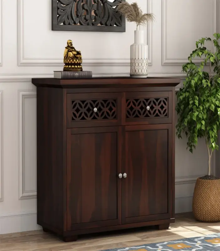 Clambrey Mini Sheesham wood Sideboard and Cabinet (Walnut Finish)