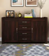 Chevelier Sheesham Wood Sideboard and Cabinet with Four Drawers (Walnut Finish)