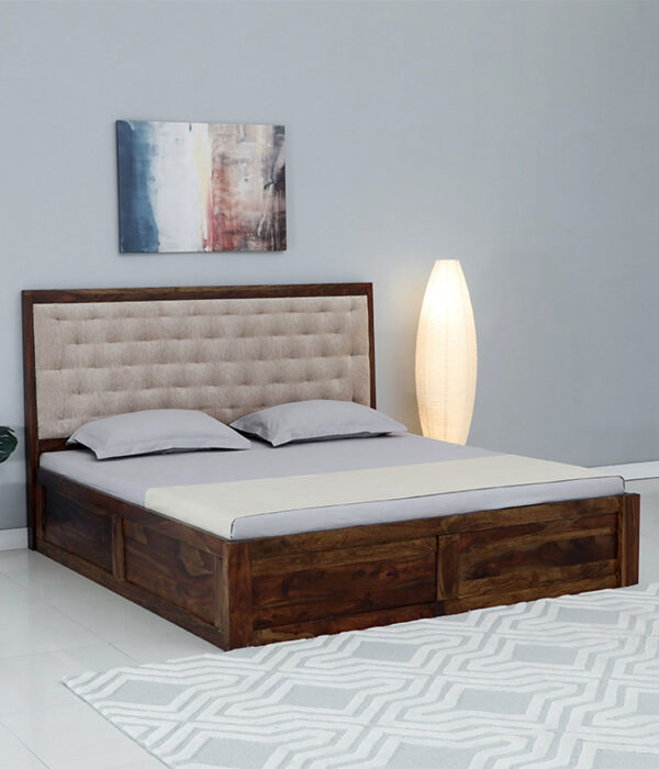 Trleans Queen Size Bed in Provincial Teak Finish With Box Storage