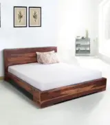 Saga Sheesham Wood Queen Size Bed without Storage (Natural Finish)