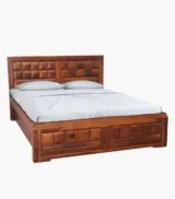 Woodrows Sheesham Wood Queen Size Bed with Hydraulic Box storage (Honey Finish) - Image 12