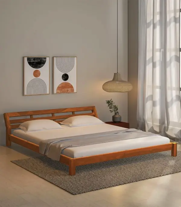 Fairmond Sheesham Wood King Size Bed without Storage (Rustic Teak Finish)