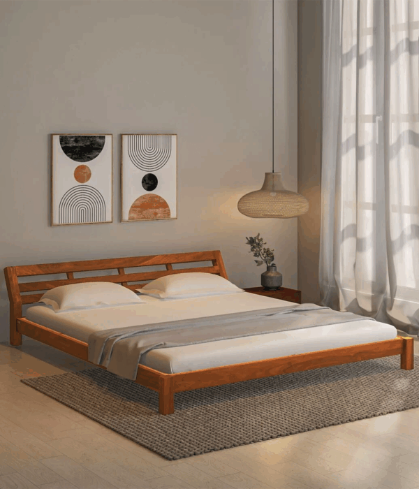 Fairmont Sheesham Wood King Size Bed In Scratch Resistant Rustic Teak Finish