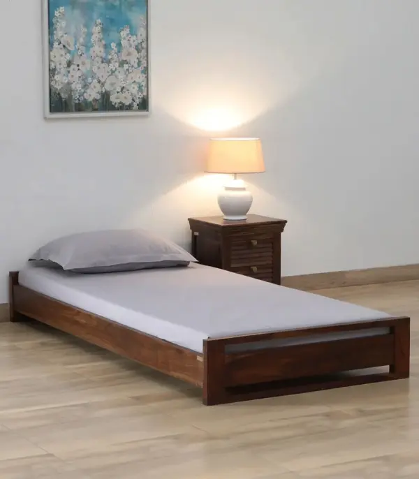 Agenic Sheesham Wood Single Bed without Storage (Provincial Teak Finish)