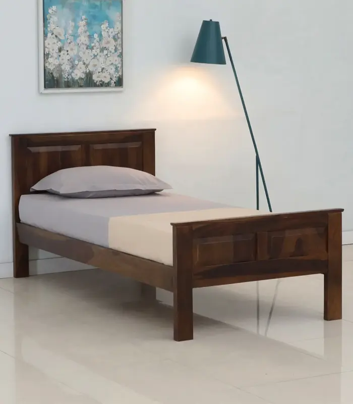 Arrista Sheesham Wood Single Bed without Storage (Teak Finish)