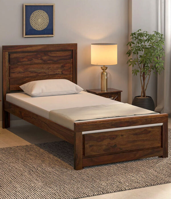 Lorenzo Sheesham Wood Single Bed In Scratch Resistant Provincial Teak Finish