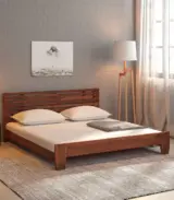 Viloseck Sheesham Wood King Size Bed without Storage (Rustic Teak Finish)