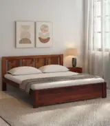 Amerillo Sheesham Wood King Size Bed without Storage (Honey Oak Finish)