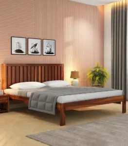 Cavitar Sheesham Wood King Size Bed without Storage (Teak Finish)