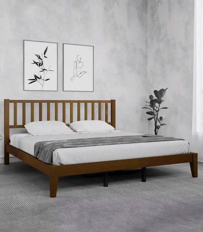 Johira Sheesham Wood King Size Bed without Storage (Walnut Finish)