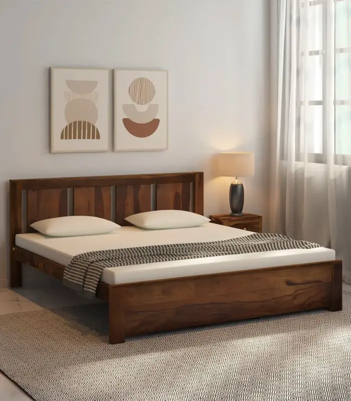 Amerillo Sheesham Wood King Size Bed without Storage (Provincial Teak Finish)